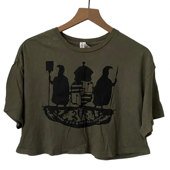 Hawaiian Hawaii Coat of Arms Crop T-shirt Small - Picture 4 of 5
